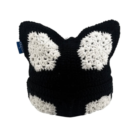 【預購】Arkyve Black Snowflake Croched Cat Hat 針織帽 黑白