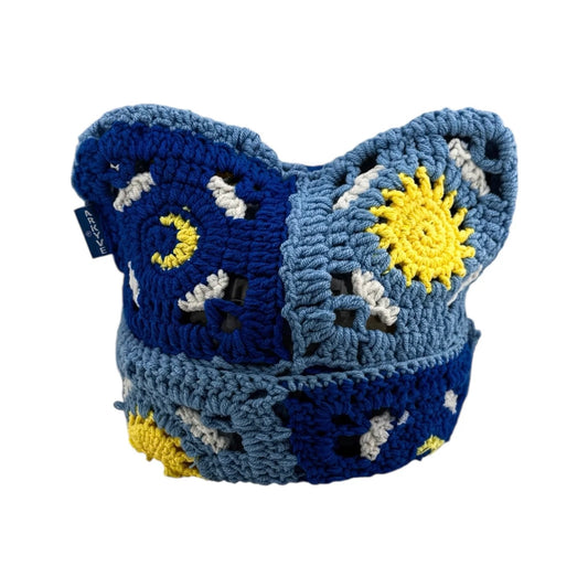 【預購】Arkyve Starry Night Crochet Cat Hat 針織帽 藍色